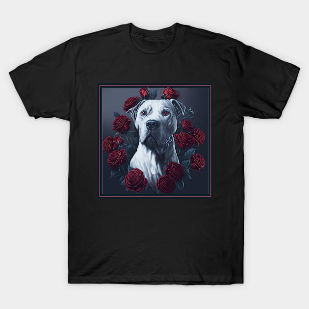 Dogo argentinian red roses T-Shirt by xlhombat